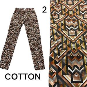 H&M Slim Fit Pants Sz 2 Aztec Tribal Side Zip Flat Front 1 Faux Back Pocket